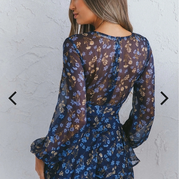 Maddox Floral Long Sleeve Wrap Romper - Picture 8 of 9